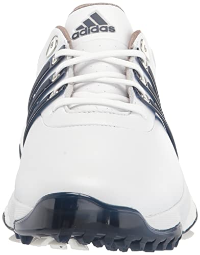 adidas Men's TOUR360 22 Golf Shoes, Footwear White/Silver Metallic/Team Navy Blue, 10