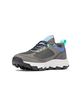 columbia women's hatana max outdry hiking shoe, dark grey/electric turquoise, 9 wide