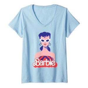 Barbie 60th Anniversary Red Logo V-Neck T-Shirt