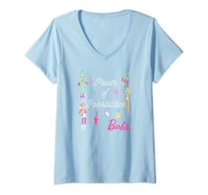 barbie 60th anniversary power of possibilities v-neck t-shirt