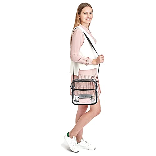 Youngever Clear Cross Body Messenger Shoulder Bag, Clear Bag, Heavy Duty (One)