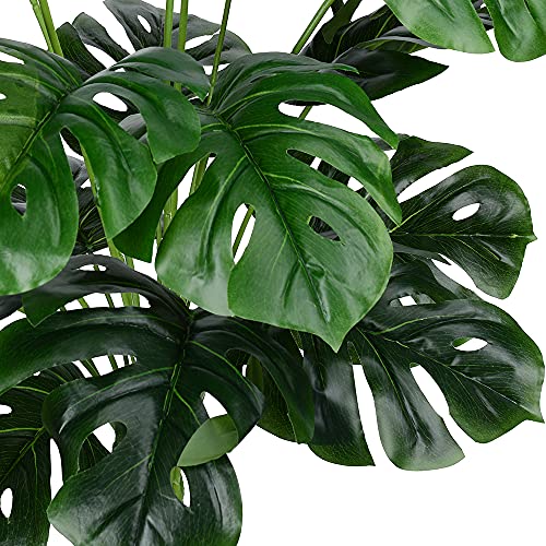 CLONG Artificial Palm Leaves Plants Faux Fake Monstera Turtle Leaf Tropical Large Palm Tree Leaves Plant Outdoor UV Resistant Plastic Plants (Green)