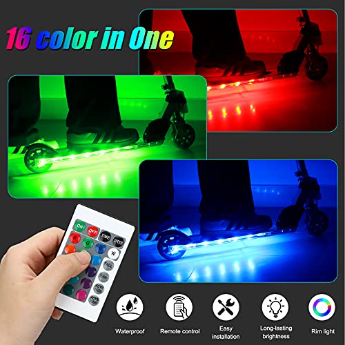 Waybelive LED Scooter Deck Light, Remote Control Skateboard Light, 16 Color Change by Yourself, 10 Ft, Waterproof, Shockproof, Super Bright to Display at Night. Good Gift for Kids