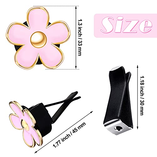 6 Pcs Daisy Flower Air Vent Clip Air Conditioning Outlet Clip Car Air Freshener Clip Charm Car Inter Decor Accessories (Red, Pink, White,3 cm, 3.3 cm)