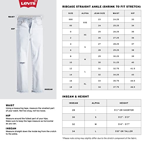 Levi's Women's Ribcage Straight Ankle Jeans, Summer Slide-Light Indigo, 29