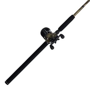 ugly stik 7’ camo conventional fishing rod and reel casting combo, right handle position, ugly tech construction with clear tip design, 1-piece rod, size 20 2 ball bearing conventional reel