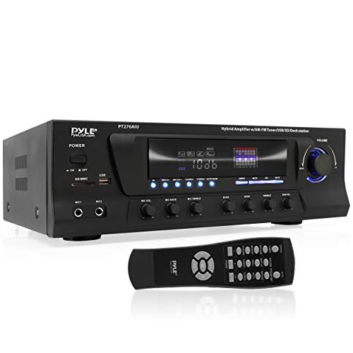 Pyle 300W Digital Stereo Receiver System - AM/FM Qtz. Synthesized Tuner, USB/SD Card MP3 Player & Subwoofer Control, A/B Speaker, iPod/MP3 Input w/Karaoke, Cable & Remote Sensor - Pyle PT270AIU.5