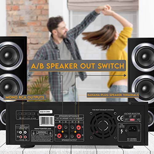 Pyle 300W Digital Stereo Receiver System - AM/FM Qtz. Synthesized Tuner, USB/SD Card MP3 Player & Subwoofer Control, A/B Speaker, iPod/MP3 Input w/Karaoke, Cable & Remote Sensor - Pyle PT270AIU.5