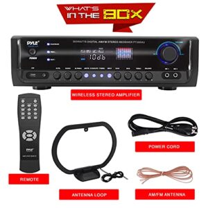 Pyle Home Audio Power Amplifier System - 300W 4 Channel Theater Power Stereo Sound Receiver Box Entertainment w/USB, RCA, AUX, Mic w/Echo, LED, Remote - for Speaker, iPhone, PA, Studio - PT390AU.5