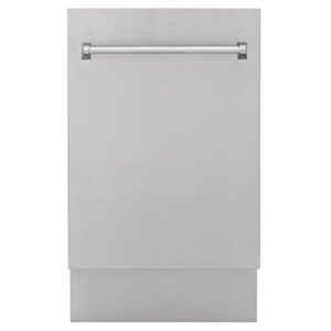 zline 18" tallac series 3rd rack top control dishwasher in stainless steel and traditonal handle, 51dba (dwv-304-18) (304 stainless steel)