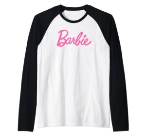 barbie - classic logo pink raglan baseball tee