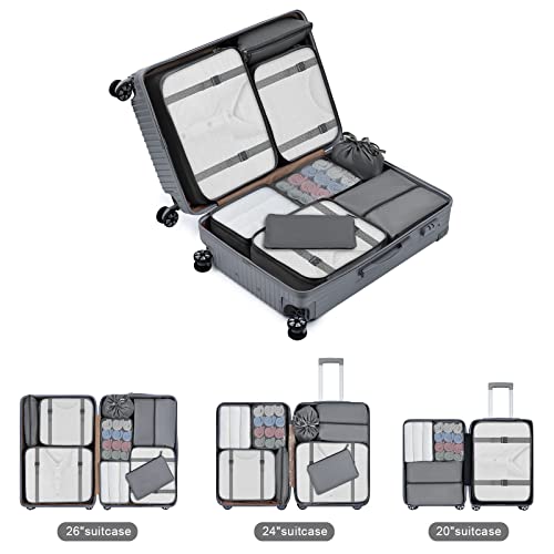 DIMJ Travel Cubes for Luggage, Lightweight Packing Cubes for Suitcases Carry On, Mesh Packing Cubes Luggage Cubes for Packing With Makeup Bag and Laundry Bag, 9 Pack (Grey)