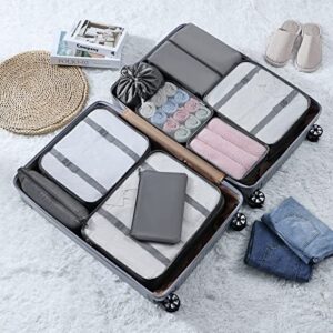 DIMJ Travel Cubes for Luggage, Lightweight Packing Cubes for Suitcases Carry On, Mesh Packing Cubes Luggage Cubes for Packing With Makeup Bag and Laundry Bag, 9 Pack (Grey)