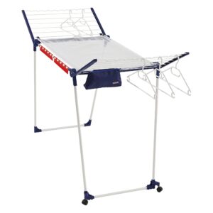 leifheit pegasus 200 gullwing drying rack, white and blue