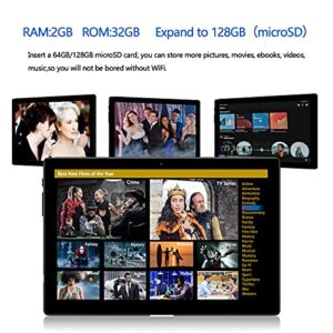 Android Tablet 10 Inch, Octa-Core, 5G WiFi Andriod OS Tablets with 5MP+13MP Dual Camera, 2GB+32GB Storage, 128GB Expand, Support Wireless Keyboard and Mouse, GPS, Bluetooth 5.0, FM (Black)