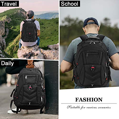 NUBILY Laptop Backpack with Cable Organizers Extra Large 17 Inch Travel Backpack Anti Theft College Business Mens Backpacks with USB Charging Port 17.3 Gaming Computer Backpack for Women Men Blue 45L