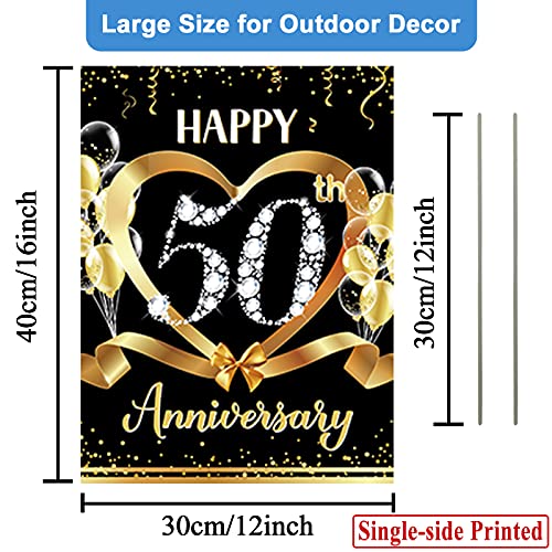 50th Anniversary Yard Sign Decoration Outdoor Gold 50th Wedding Anniversary Lawn Sign with Stakes for Happy 50th Year Party Supplies