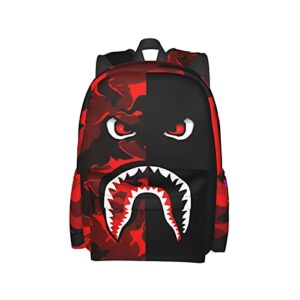 vkaxopt backpack shark teeth camo backpacks travel laptop daypack big capacity bookbag fashion durable for men and women,one size