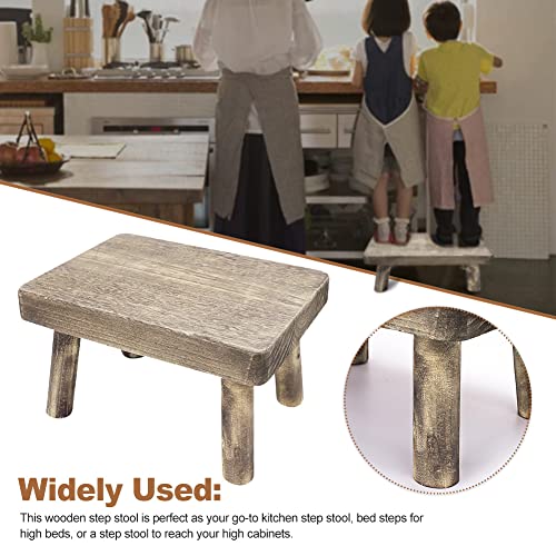 Adult Wooden Step Stool - Very Sturdy, Great Kids Step Stool Perfect for High Beds, Reach High Places in Kitchen, Bathroom, Closet, Sink, Lightweight (14.17x10.63x7.48inch)