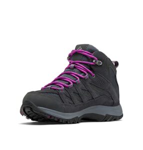 columbia womens crestwood mid waterproof boot hiking shoe, graphite/bright plum, 8 us
