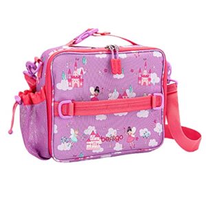 bentgo® kids lunch bag - durable, double insulated, water-resistant fabric, interior & exterior zippered pockets, water bottle holder - ideal for children 3+ (fairies)