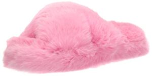amazon essentials women's fluffy slipper, bright pink, 8