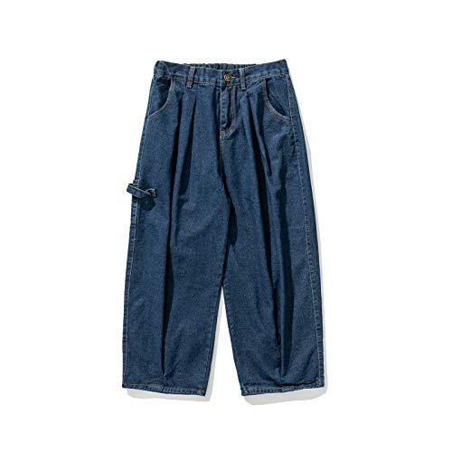 KOCHHA Jeans Men's Big Wide Pants Cotton Relaxed-Fit Carpenter Jean Denim Pants Hip Hop Blue Black M-5XL