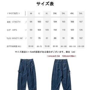 KOCHHA Jeans Men's Big Wide Pants Cotton Relaxed-Fit Carpenter Jean Denim Pants Hip Hop Blue Black M-5XL