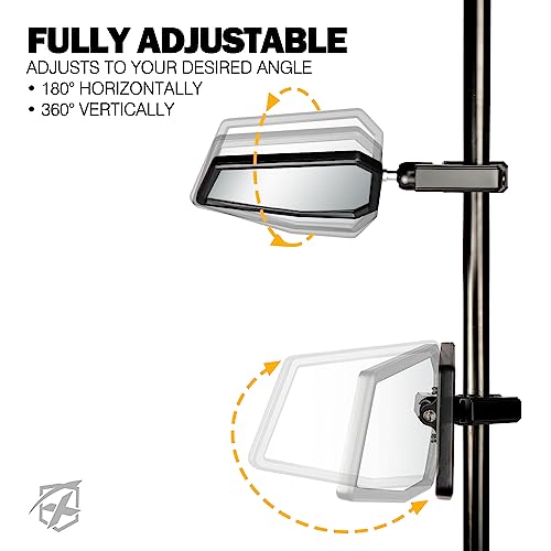 Xprite UTV Side Mirrors fits 1.75"-2 Inch Roll Bar Cage, Heavy-Duty Aluminum Rear View Mirror Adjustable Bracket for Off-Road, Side by Side, Polaris RZR XP Turbo, Can-Am Maverick X3 (Arrow Pattern)