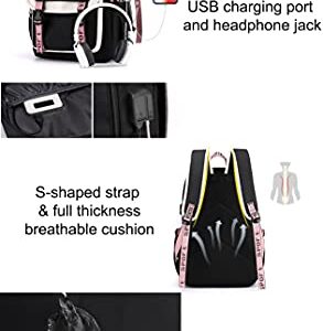 JiaYou Teenage Girls' Backpack Middle School Students Bookbag Outdoor Daypack with USB Charge Port (21 Liters, Pink Black)