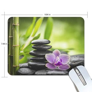 Zen Basalt Stones with Orchid and Bamboo Mouse Pads Gaming Mousepad with Anti Slip Rubber Base Smooth Cloth Surface Mouse Mat 9.84 x 7.48 inches