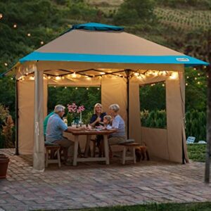 Quictent 13'x13' Pop up Gazebo Canopy Tent with Sidewalls, One Person Setup Easy Outdoor Party Tent Enclosed Waterproof, 169 sqft Shade, Gray/Blue