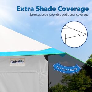 Quictent 13'x13' Pop up Gazebo Canopy Tent with Sidewalls, One Person Setup Easy Outdoor Party Tent Enclosed Waterproof, 169 sqft Shade, Gray/Blue