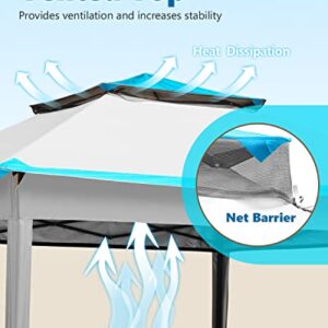 Quictent 13'x13' Pop up Gazebo Canopy Tent with Sidewalls, One Person Setup Easy Outdoor Party Tent Enclosed Waterproof, 169 sqft Shade, Gray/Blue