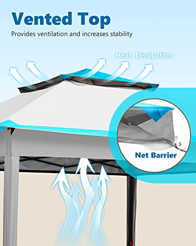 Quictent 13'x13' Pop up Gazebo Canopy Tent with Sidewalls, One Person Setup Easy Outdoor Party Tent Enclosed Waterproof, 169 sqft Shade, Gray/Blue