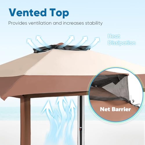 Quictent 13'x13' Pop up Gazebo Canopy Tent with Sidewalls, One Person Setup Easy Outdoor Party Tent Enclosed Waterproof, 169 sqft Shade, Beige/Khaki