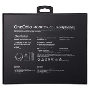 OneOdio Monitor 60 Professional Studio Headphones - Recording Wired Over Ear Headphones, Hi-Res Audio, Soft Comfortable Earmuffs, 6.35mm (1/4") Adapter for Tracking Mixing DJ Mastering Broadcast