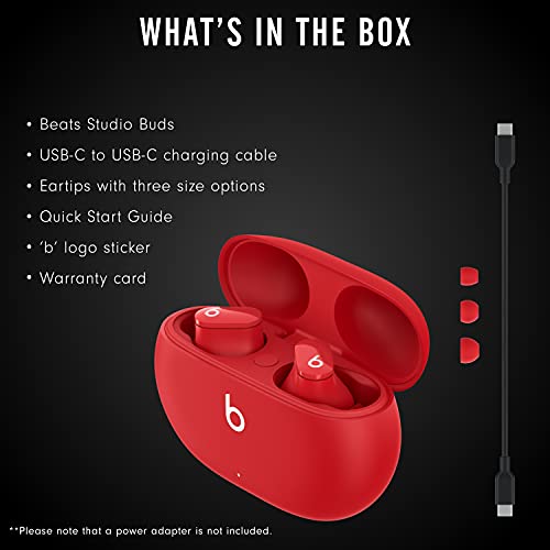 Beats Studio Buds – True Wireless Noise Cancelling Earbuds – Compatible with Apple & Android, Built-in Microphone, IPX4 Rating, Sweat Resistant Earphones, Class 1 Bluetooth Headphones - Red