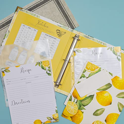 Recipe Binder 8.5x11 3 Ring Kit - 25 Double-Sided Recipe Cards, 50 Plastic Page Protector Sleeves, 10 Dividers & Labels -Blank Cookbook Binders - Make Your Own Full Page Family Recipes Organizer Album