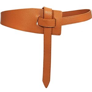 glamorstar women leather belts vintage irregular waist belt for dresses tie knot waistband belt brown 135cm/53.1in