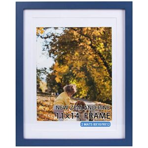 beyond your thoughts blue 11x14 with matted for 8x10 or 9x12 real wood + real glass (hang/stand) picture photo frame for wall and table top-mounting hardware included(1 pack)
