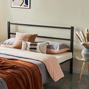 jakoola Queen Size Metal Bed Frame Simple Platform with Headboard, Double Support Frame Total in 14 Support Legs Strong Steel Mattress Support Slats, No Box Spring Required