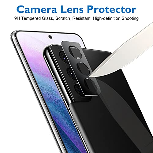 Mothca [2+2 Pack Privacy Screen Protector for Samsung Galaxy S21 5G 6.2-inch[Not for S21+/Ultra] Anti Spy PET Film(Not Glass) + Camera Lens Protector with Alignment Tray, Fingerprint ID Compatible