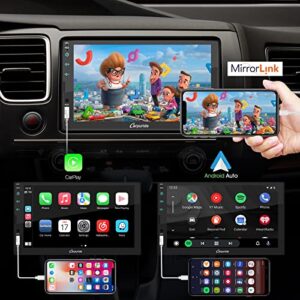 CARPURIDE Double Din Car Stereo with Apple Carplay & Android Auto, 7" Touchscreen Car Audio Receiver with Bluetooth, Mirror Link, Backup Camera, USB/TF/AUX Port, A/V in, SWC, FM/AM Radio, 2 din