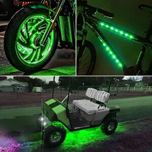 10PCS 12v Led Interior Car Light LED Strip Light, Mini Neon Interior Exterior Waterproof Flexible Utility 30cm 15LEDs Car Underglow Lights for Truck Bar Cars Golf Motorcycles Boat Decoration, Green