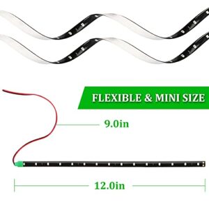 10PCS 12v Led Interior Car Light LED Strip Light, Mini Neon Interior Exterior Waterproof Flexible Utility 30cm 15LEDs Car Underglow Lights for Truck Bar Cars Golf Motorcycles Boat Decoration, Green