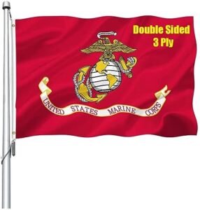 us marine corps usmc flag 3x5 outdoor double sided - heavy duty polyester us military army flags long lasting with 2 brass grommets…