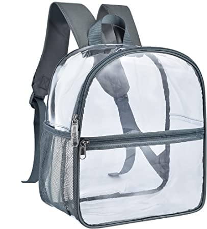 USPECLARE Clear Backpack Stadium Approved 12×6×12, Water proof Clear Bag for Concert Work Sport Event (Grey)