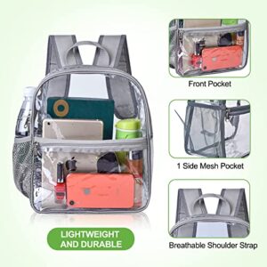 USPECLARE Clear Backpack Stadium Approved 12×6×12, Water proof Clear Bag for Concert Work Sport Event (Grey)