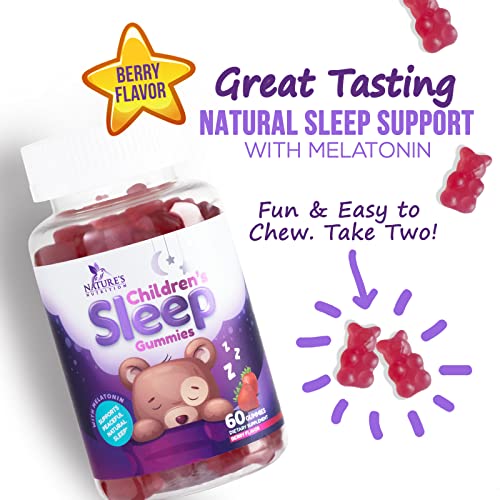 Kids Melatonin Gummies 2mg, Natural Effective Children's Sleep Gummy Supplement, Berry Flavored Sleep Support Supplement for Ages 4 Plus, Non-GMO, Vegetarian, Natural Colors and Flavor - 60 Gummies